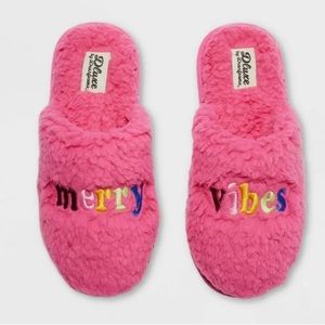 Dearfoams Womens Plush Pink Merry Vibes Holiday Slippers X-Large (11-12)